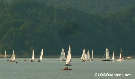 Postcard Lake Solina - sailing