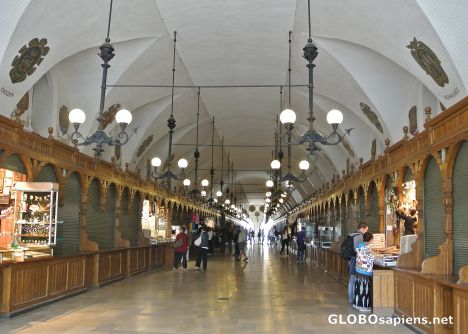 Postcard Kraków Cloth Hall - interior