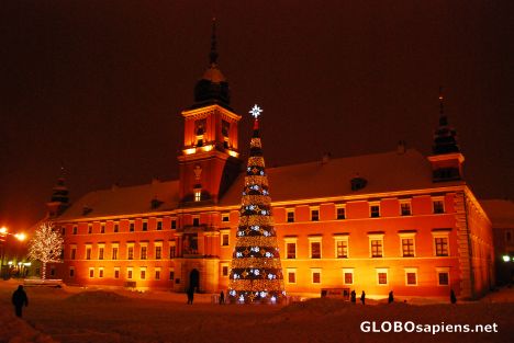 Postcard Royal Castle in Warsaw in winter time
