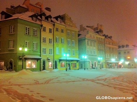 Postcard Warszawa (PL) - Snow at the Castle Square