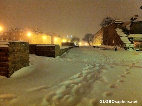 Postcard Warszawa (PL) - Old City Walls in the snow