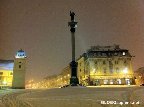 Postcard Warszawa (PL) - Sigismund Column in the snow