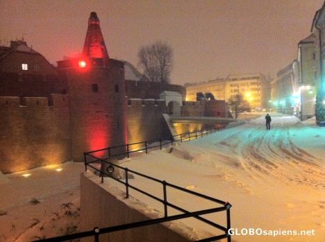 Postcard Warszawa (PL) - Podwale in the snow