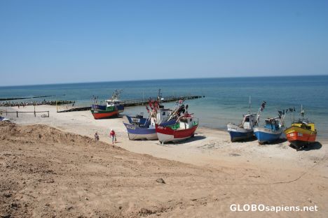 Postcard Fishing vessels in Jaroslawiec