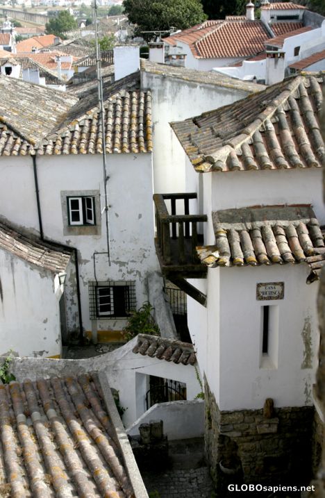 Postcard Obidos, patios e telhados na vila velha