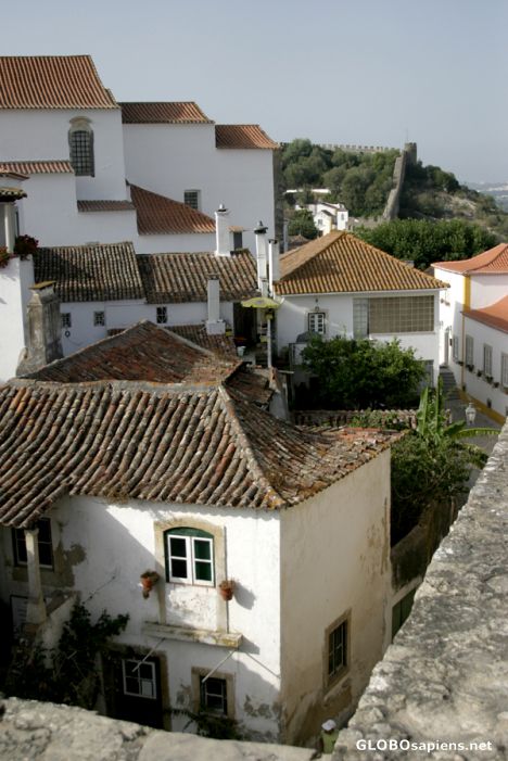 Postcard Obidos, telhados e patios da vila velha