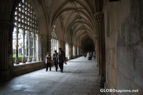 Walking inside the cloister of the Monastery