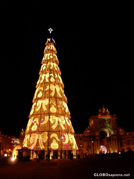 Postcard Christmas tree in Praça do Comercio