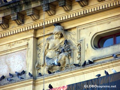 Postcard Detail on the facade of the Teatro National S.Joao