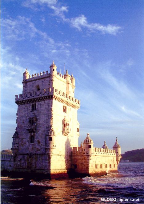 Postcard Lisbon - Torre de Belem at sunset