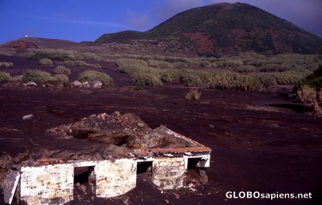 Postcard Faial Island -House destroyed by the volcano-