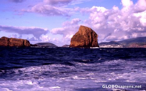 Postcard Faial Island - Rocks between Faial and Pico -