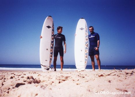 Postcard Algarve Coast surfers.