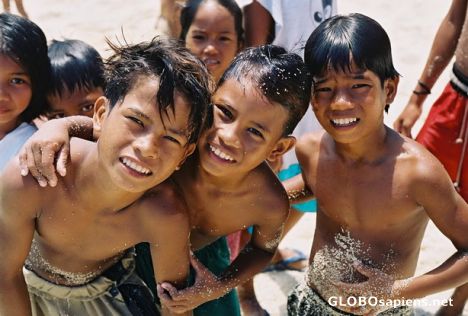 Postcard kids on nearby island around Boracay