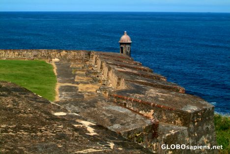 Postcard San Juan - walls linking one fort with another