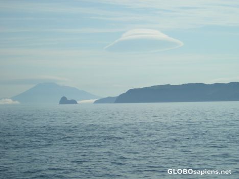 Postcard KURIL ISLANDS. Arriving by boat to Iturup island