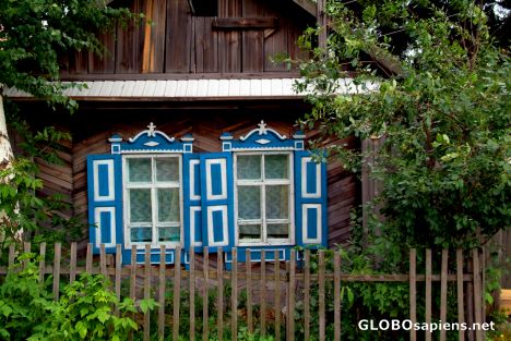 Postcard Biysk - an old fence