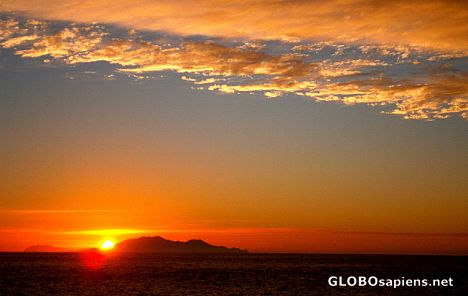Postcard Kuril Islands sunset