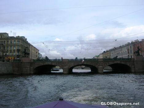 Postcard Anichkov bridge closer