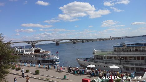 Postcard The 3-kms Volga bridge