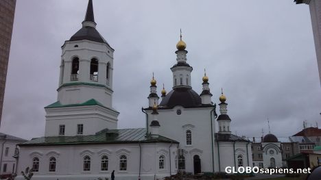 Postcard Spires of orthodox monastery