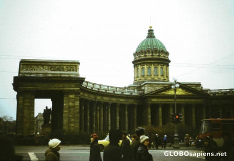 Postcard on the street in winter in Leningrad