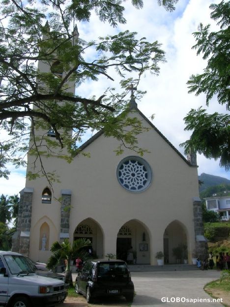 Postcard Catholic Church in Bel Ombre