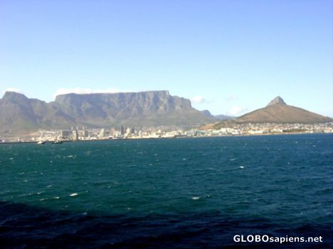 Postcard Table Mountain and Spion Kop from the Sea