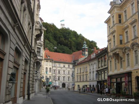 Postcard Central street in Ljubljana