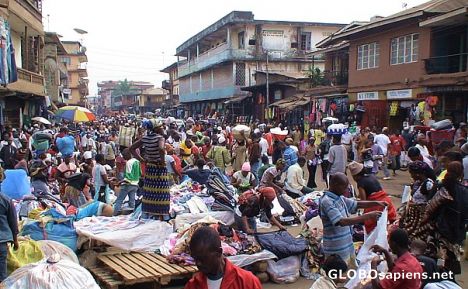 Postcard Market street in Freetown