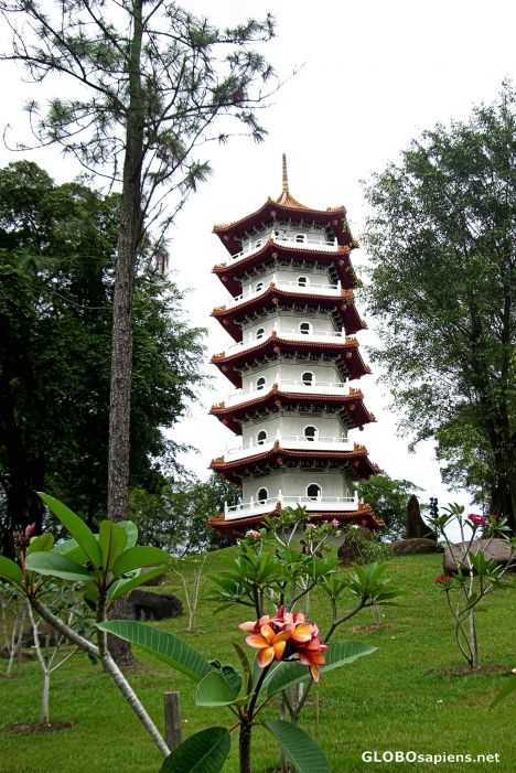 Postcard Seven-Storied Pagoda in Singapore's Chinese Garden