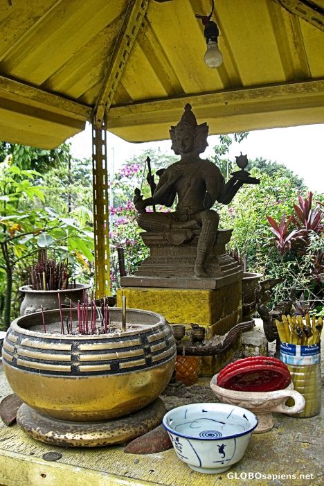 Postcard Thai Buddhist Shrine, Ubin Village