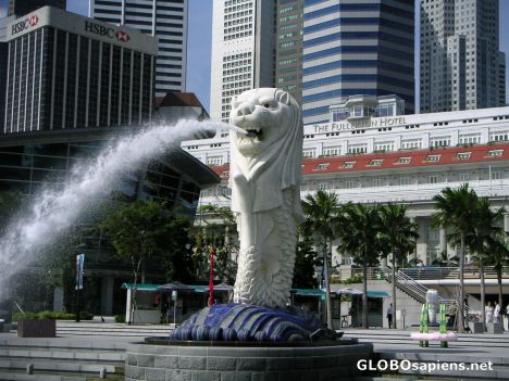 Postcard MERLION--landmark of Singapore