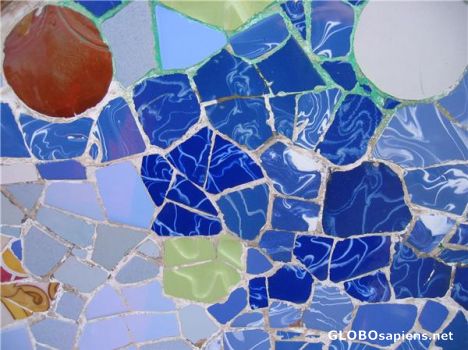 Postcard Guell Park Tiles Detail-Blue