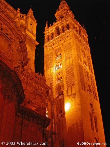 Postcard Cathedral tower, Seville, Spain