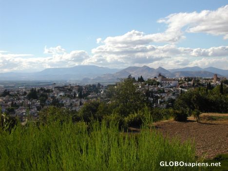Postcard Granada and the cordillera of Sierra Nevada