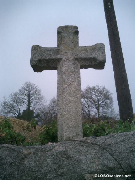 Postcard Big cross on stone
