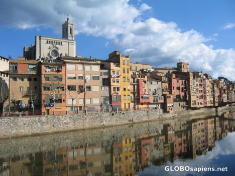 Postcard Girona - view of the old town