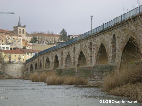 Postcard Roman bridge over the River Duero