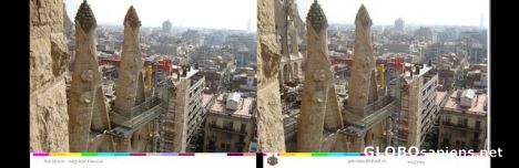 Postcard Stereo picture of the Sagrada Familia, Barcelona.