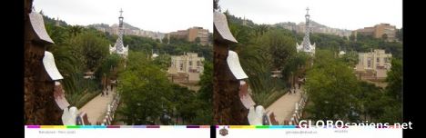 Postcard Stereo picture of Parc Guell, Barcelona