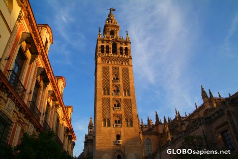 Postcard Sevilla, Andalusia - la Giralda at sunset