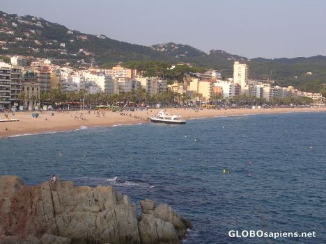 Postcard View of of the beach and the city LLoret de Mar.