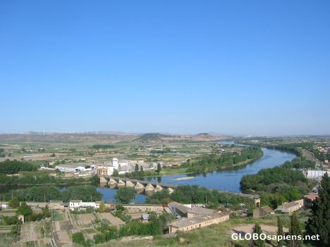 Postcard The river Ebro and the roman bridge