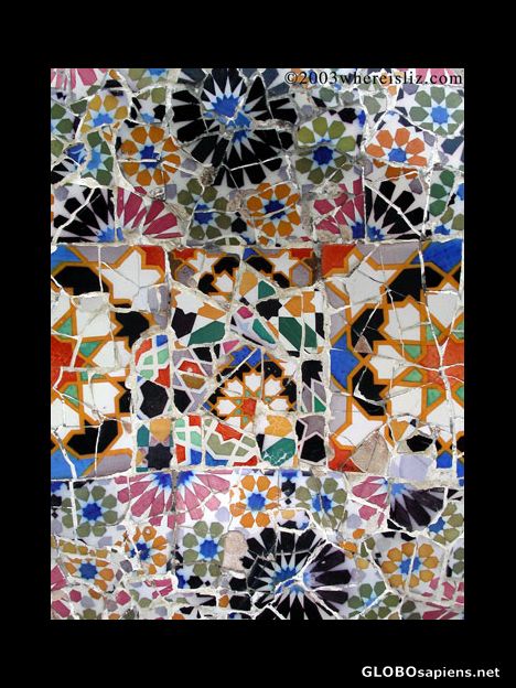 Postcard Detail of Mosaic, Gaudi's Park Guell, Barcelona