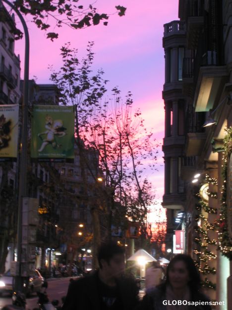 Postcard Sunset at Paseo de Gracia