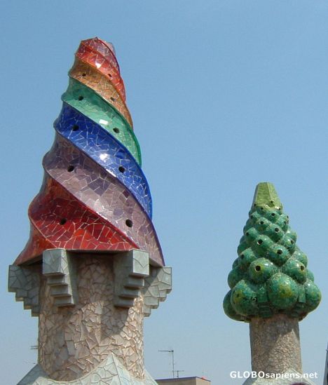 Postcard Gaudi turrets