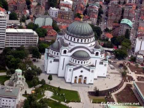 Postcard St.Sava Temple Belgrade, from air