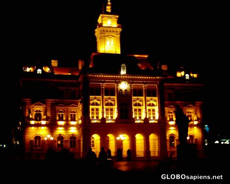 Postcard City hall by night