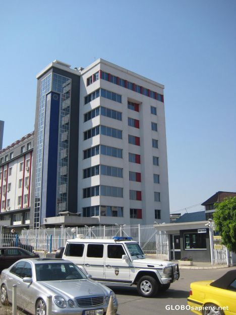 Postcard U.N headquarters in Pristina (Kosovo).